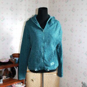 PINK Victoria's Secret Marled Teal Blue Zip-Up Hoodie Sweater, Small